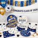 200Pcs Graduation Plates and Napkins 2026,Blue and Gold Graduation Decorations,Congrats Grad Plates Class Of 2026 Plates and Napkins for College High School Graduation Party, Serve 50