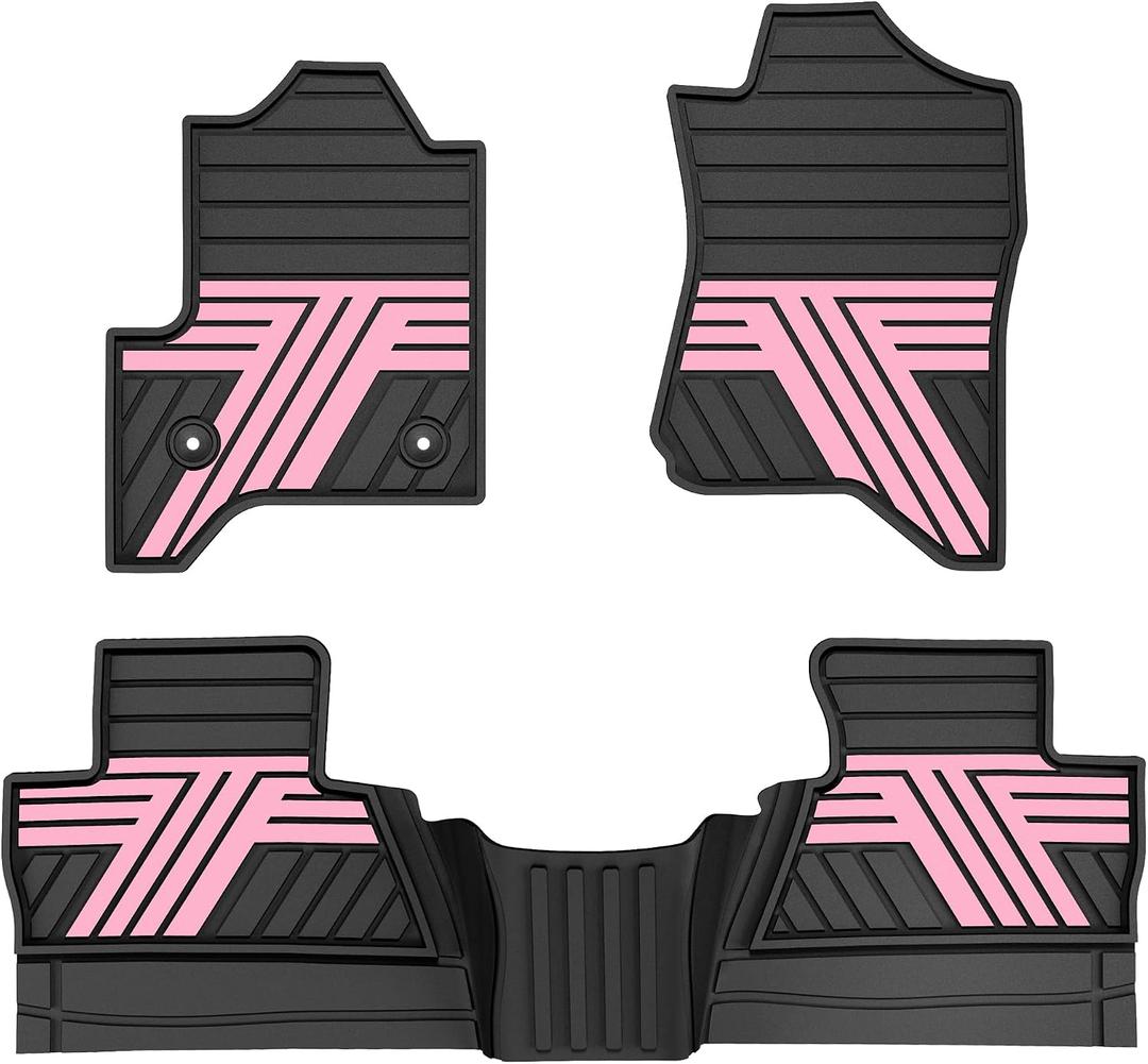 TTX LIGHTING Floor Mats for Chevy Silverado/GMC Sierra 2014-2018 Crew Cab, Custom Fit for Silverado/Sierra 1500 2014-2018 & 2500HD/3500HD 2015-2019 (Black & Pink)