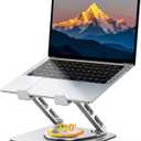 RIWUCT 360 Rotatable Laptop Stand for Desk Adjustable Height, Ergonomic Laptop Riser Holder with Dual-bar Support, Portable Computer Notebook Stand for MacBook Air Pro, Dell XPS, HP (10-16")