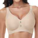 Wireless Jelly Bras for Women Underarm Smoothing Full Coverage Push Up Supportive No Underwire Seamless Soft Comfy Tshirt Bra (X-Large, Beige)