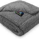 Luciphia Waterproof Pet Blanket for Medium Large Dogs Soft Cat Sherpa Calming Thick Cover Leakproof Cozy Puppy Sofa Bed Car Couch Protector(Grey,30x20 inches)