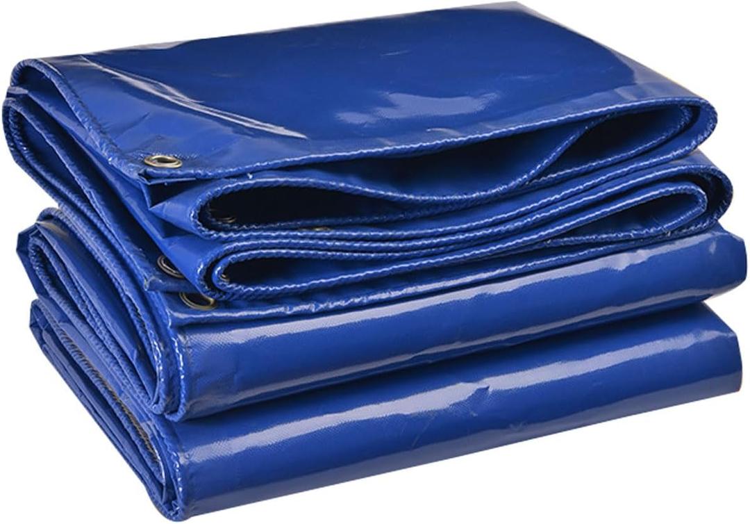 Heavy Duty Tarp 9.8x13.1ft, Thicken Waterproof Tarpaulin, Boat Tarps Covers with Grommets, Tarp Covers for Canopy, Extra Large Tarp for Canopy Tent, Roof, Camping, Woodpile (Blue)