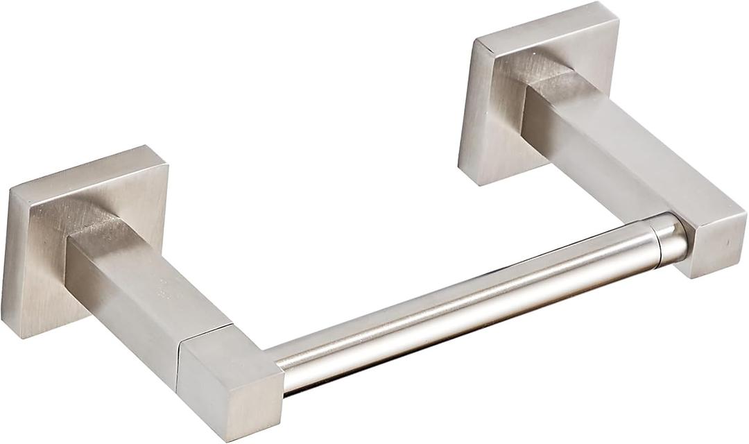 Toilet Paper Holder Wall Mount, Brushed Nickel Bathroom Toilet Paper Holder for SUS 304 Stainless Steel, Double Post Pivoting Square Toilet Paper Roll Holder for Bathroom RV Paper Towels for TP,Square Brushed Nickel