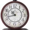 HZDHCLH Vintage Table Clock with Bird,Retro Mantel Clock Battery Operated,Metal Clock for Living Room Shelf Desk Table Fireplace Decor (Rufous)