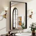30"x22" Black Bathroom Mirror - Modern Mirror for Wall with Rounded CornersBathroom Mirrors for Vanity, Aluminum Alloy Framed Mirror Portrait or Landscape Hang, Rectangle Mirrors for Bedroom