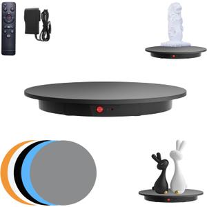 JAYEGT Motorized Rotating Display Stand, 350Lbs Load360 Degree Electric Rotating Potography Turntable for Products DisplayLive Show Remote Control +5 Colors Backgrounds (Black/16.5inch /Wired)