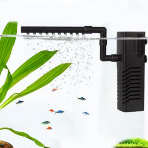 Aquarium Filter Fish Tank Filter Powerful Submersible Turtle Water Filters Ultra Quiet Biochemical Sponge Filter for 10 to 30 Gallon Tank Filtration/Oxygenation/Water Cycle 5in1 (8W)