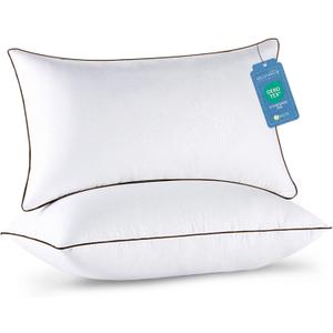 JOLLYVOGUE King Size Pillows Set of 2 for Sleeping, Soft and Supportive Bed Pillows with Down Alternative Filling for Side and Back Sleepers, Hotel Collection (01 - Classic Design)
