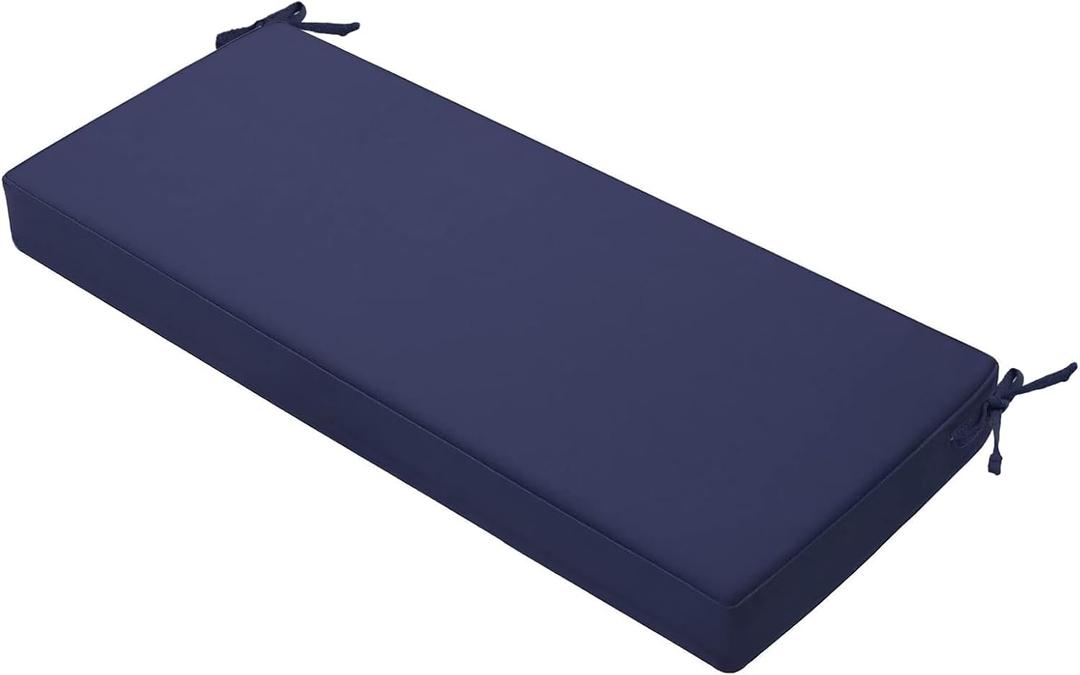 Favoyard Outdoor Bench Cushion 42 x 18 Inch Waterproof Patio Furniture Cushions 3-Year Color Fastness Garden Sofa Settee Couch Swing Pads with Handle and Attach Ties, Blue