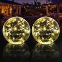Floating Pool Lights, Warm White LED Solar Pool Lights That Float, IP68 Waterproof Light up Pool Balls, 15" Inflatable Floating Light for Pools Party Wedding Decor (2Piece)