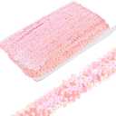 uxcell 10 Yards 1.2 Inch Elastic Sequins Trim Stretch Flat Sequin Paillette Fabric Ribbon Trim Strip for Crafts Sewing Costume Dress, Pink