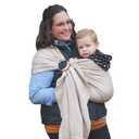 Nalakai Luxury Ring Sling Baby Carrier, Soft Linen Blend Baby Sling, Baby Wrap, Wear Your Little One Close to Your Heart, Longer Length (Warm Sand Beige Longer Length)