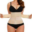Waist Trainer for Women Tummy Control Corset Trimmer Body Shaper Belt Shapewear (Beige, M)