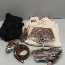 8 Pcs Men's Renaissance Pirate Costumes Halloween Medieval Shirt Pants Viking Costume Accessories Set Cosplay (XX-Large, Khaki+black)