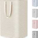 Lifewit 75L Large Collapsible Laundry Hamper, Tall Foldable Dirty Clothes Baskets Waterproof, Freestanding Design with Easy Carry Handles in Dorm Bedroom Bathroom College, Beige