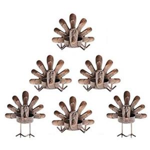 MorTime 6 Pack Turkey Tealight Candle Holders, Bronze Finished Metal Tea Light Candleholders, Thanksgiving Sitting Standing Turkey Holders Set for Table Kitchen Thanksgiving Decorations
