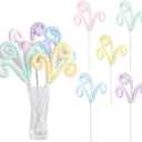 5Pcs/Set Macaron Color Christmas Tree Picks Pastel Candy Shape Christmas Tree Topper 14.5 Christmas Curly Picks with Gitter Sequins Ornaments for Home Xmas Tree Vase Garland Holiday Party Decor