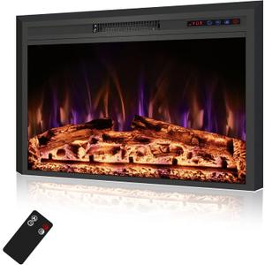 36" Width Electric Fireplace Inserts with Adjustable Flame Colors, Fireplace Heater with Touch Screen & Remote Control, Recessed in Wall, 750/1500W, Timer