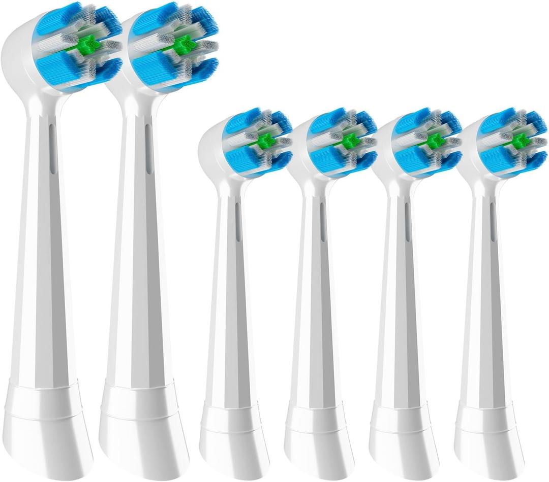 6 Pcs iO Replacement Heads Compatible with Oral B iO 2/3/4/5/6/7/8/9/10 Series Electric Toothbrush for Teeth Cleaning and Gum Protection Individually Wrapped (White, 1 Count (Pack of 6))