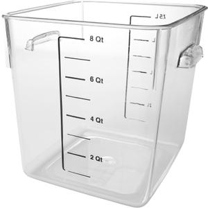 Rubbermaid Commercial Products, Space Saving Square Food Storage Container, 8 Quart, Clear, for Kitchen/Sous Vide/Meal Prep, 8 Qt.