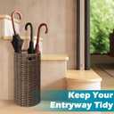 Rattan Umbrella Holder 20.8" H X 10" D,Handmade Wicker Umbrella Stand Indoor with Dip Tray,Sturdy Umbrella Holders for Entryway,Umbrella Bucket Fits Mudroom,Walking Canes,Home,Office (Brown)