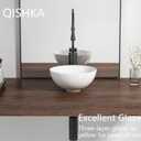 11 Inch Round Bathroom Bowl Sink Above Counter, QISHKA Mini White Ceramic Vanity Vessel Sink - 11" x 11" Small Countertop Circle Art Basin for Space-Saving