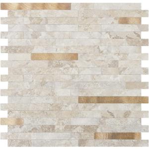 10 Sheets Peel and Stick Backsplash PVC Wall Tile,for Kitchen Backsplash (Dark Beige With Copper)