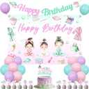 Spa Birthday Party Decorations for Girls Birthday Party Supplies | Spa Themed Happy Birthday Backdrop Spa Day Make Up Cake and Cupcake Topper Makeup Slumber Sleepover Banner Latex Balloons Kit