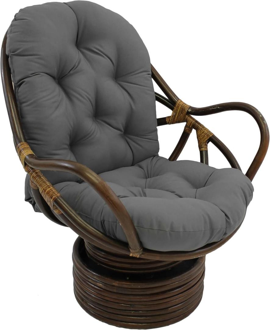 Blazing Needles Solid Twill Swivel Rocker Chair Polyester Cushion, 48" x 24", Steel Grey (CUSHION ONLY)