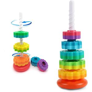 LUCKFUTURE Spinning Stacking Toys, Educational Toddler Toy Stacking Rings Baby Toys, Montessori Toy for Girls and Boys, Spin Gears Christmas Birthday Gift for 1-3 Year Old