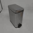 Homie Soft Close, Slim Trash Can 1.6 Gallon with Anti - Bag Slip Liner and Lid, Use as Mini Garbage Basket, Slim Dust Bin, or Decor in Bathroom, Restroom, Kitchen, or Bedroom (Brushed Stainless Steel)