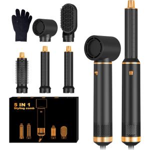 5 in 1 Hair Dryer Brush Set, Negative Ion Blow Dryer Brush Upgrade Hot Air Brush Air Styler Curling Wrap Air Curler, Curling Iron Hair Styling Tools As A Gift for Straight/ Curl/ Drying/ Smoothing