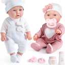 12 inches Realistic Twins Baby Doll with Clothes and Pacifiers, Boy and Girl Baby Dolls Toy Set for Toddler Girls 36 Months and Up