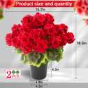 lovemoon 2 Pcs Geranium Potted Artificial Flowers, 19" Fake Geraniums Plants UV Resistant Silk Potted Plants for Outdoor Home Décor Office Porch Garden Decor (2, Red)