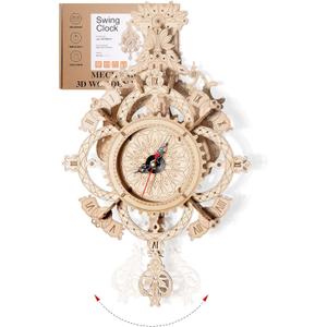 3D Wooden Puzzle Clock Kit DIY Mechanical Wall Clock Hanging Pendulum Gift for Adults & Teens