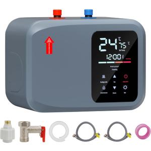 Electric Mini Tank Hot Water Heater, 2.6 Gallon Instant Heater, 1500W 110V, Small, with Digital Display for RV Kitchen Bathroom (Blue)