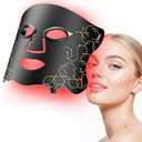 LED Light Therapy mask (E106A) for Face, LED Light Therapy Mask with Adjustable Brightness and Timer, Soft Silicone Red Light Therapy Mask for Home & Travel, Black