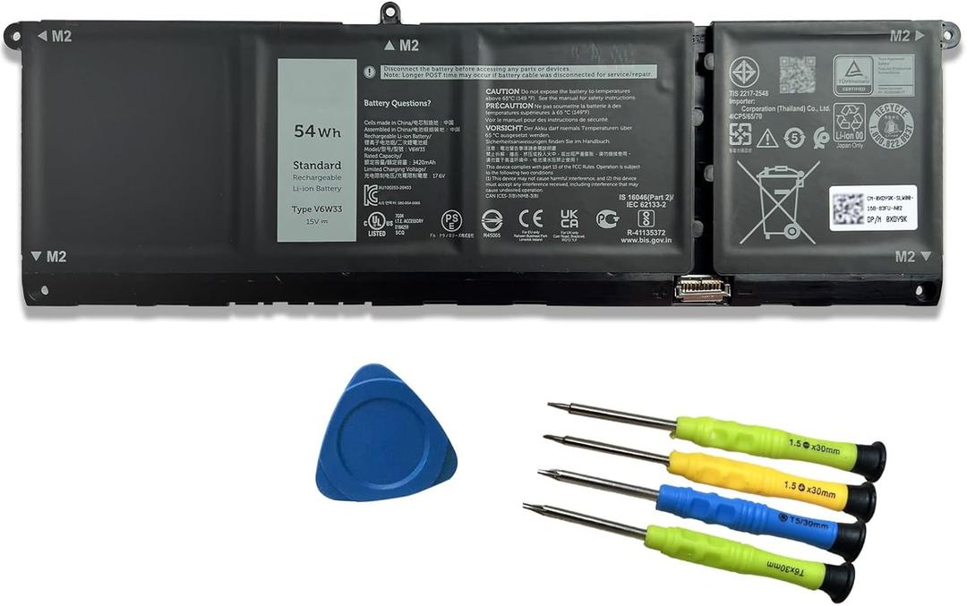 V6W33 Laptop Battery Replacement for Dell 3510 3511 3515 5310 5410 5418 5510 5515 5518 Latitude 3320 3520 3420 Vostro 3510 3515 3511 5510 5410 Series Laptop TN70C G91J0 15V 54Wh 3600mAh