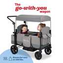 Radio Flyer Pathfinder 2-Seat Stroller Wagon, for Kids 6+ Months, Compact Fold, UV Canopy, Snack Tray & Storage, Cup Holders, All-Terrain Tires, Seats Convert to Flatbed, Stroller Wagon for Kids