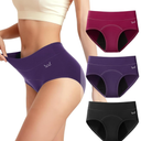 Women's Period Underwear Heavy Flow, High Absorbency Cotton Panties LeakProof Postpartum Menstrual Briefs Women Teens 3 Pcs, Large
