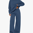 Womens Sweatsuits 2 Piece Set 2026 Casual Winter Long Sleeve Hoodie Loose Wide Leg Sweatpants Fall Tracksuit, Small, Grey Blue 