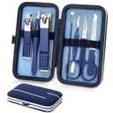 Aceoce Travel Manicure Set Mens Grooming Kit Stainless Steel Nail Clippers Nail Care Tool with Luxurious Travel Case Manicure Pedicure Set Professional Personal Care Gift for Men Family Friends