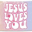 Jesus Loves You Funny Flag for Room 3x5 Ft College Dorm Decor Teen Guys Girls Bedroom Living Room Dorm Home Indoor Wall Decorations