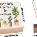 Inspirational Office Desk Decor Sign Gifts For Women Social Worker Motivational Quotes Desk Decor Growth Looks Different For Everyone Signs Cute Plant Office Decorations For Work Table Decor Sign, 4.3"x4.3"