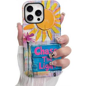 Floral Case Compatible with iPhone 16 Pro Max, Life Inspiration Junk Journal Pattern Cover for iPhone 16 Pro Max, Shockproof Soft Silicone & Hard PC Shell Protective Case (Chase The Light)