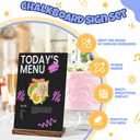 Beeveer 29 Pcs Chalkboard Sign Set, 7.9" x 5.1" Desktop Board Sign with Wood Base, 4" x 3" Mini Chalkboard Signs, Place Cards, Menu, Message Board, for Shop, Weddings, Parties and Event Decoration