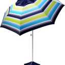 8FT Large Beach Umbrella with Level 7 Wind Resistance, Sand Anchor, Portable Outdoor Umbrella with UPF50+ UV Protection, Tilt Sun Shelter for Beach, Patio, Yard