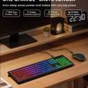 Wireless Keyboard and Mouse Combo, RGB Backlit, Rechargeable & Light Up Letters, Full-Size, Soft Typing, Sleep Mode, 2.4GHz Quiet Keyboard Set for Mac, Windows, Laptop, PC, Trueque (Ink Black)