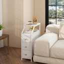 Tohomeor Narrow Dresser Tall Skinny Storage Tower Vertical Slim Chest of Drawers with Charging Station Small Nightstand Side Table for Bedroom, Bathroom, Small Spaces (White, 3 Drawers), 18.9"D x 9.8"W x 28.4"H