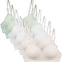 Girls Training Bra Teen Kids Sports Bras 8-10 10-12 12-14 14-16 (34, Two Pink-two Green-two White)